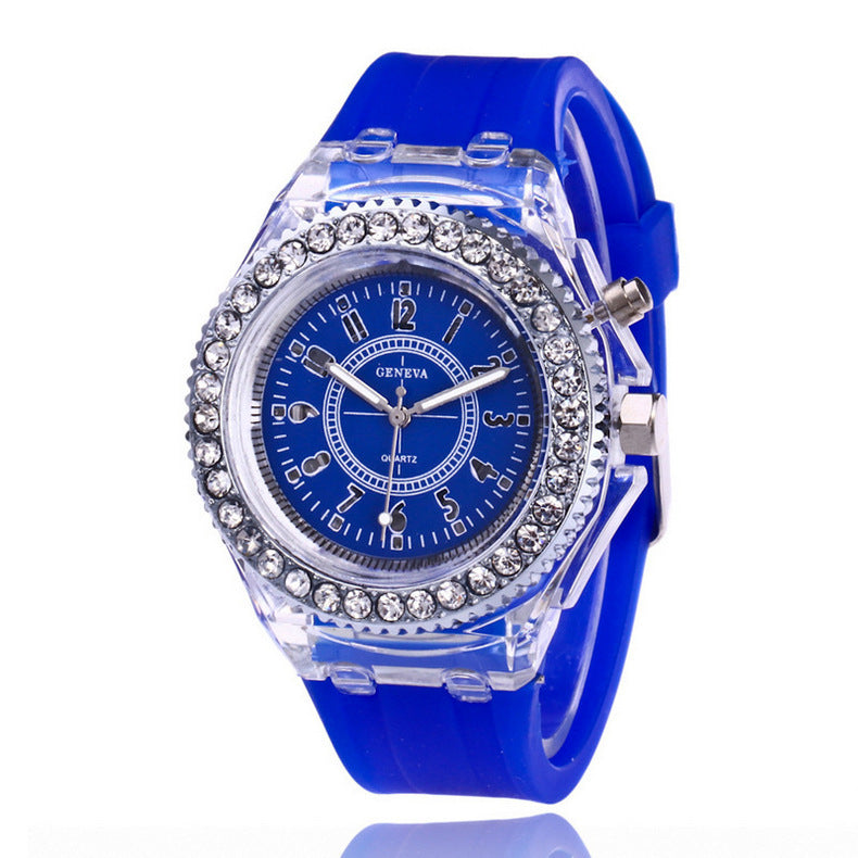 LED Lumineux Montres Genève Femmes Quartz Montre Femmes Dames Silicone Bracelet Montres