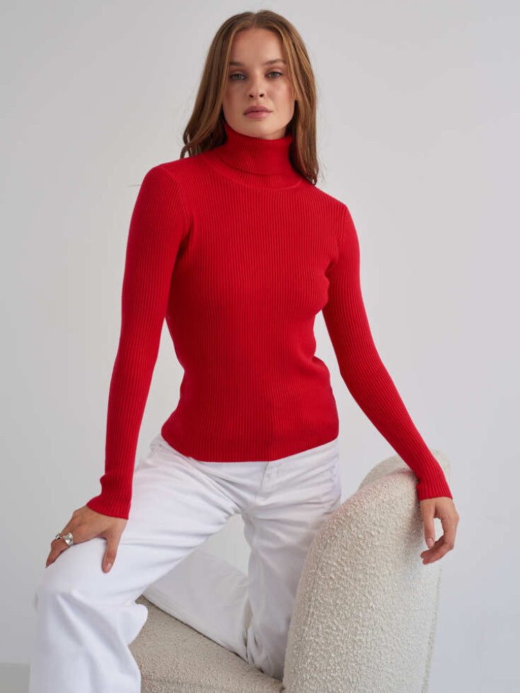 Pull à col roulé en tricot pour femme